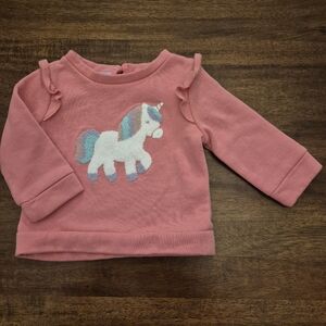 Joe Fresh Baby Girl's Pink Unicorn Crewneck Sweater Size 3-6M